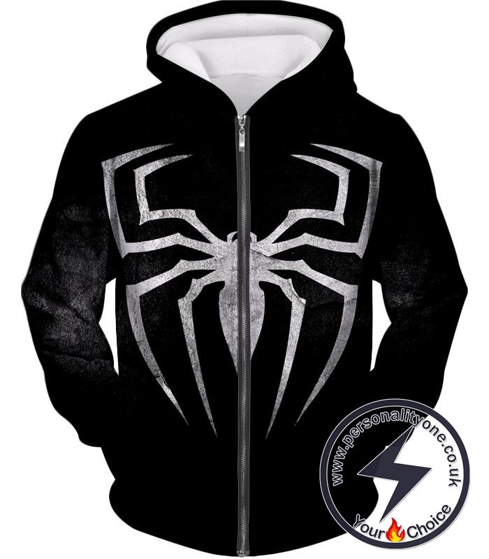 Black Spider-Man Venom Promo Logo Zip Up Hoodie